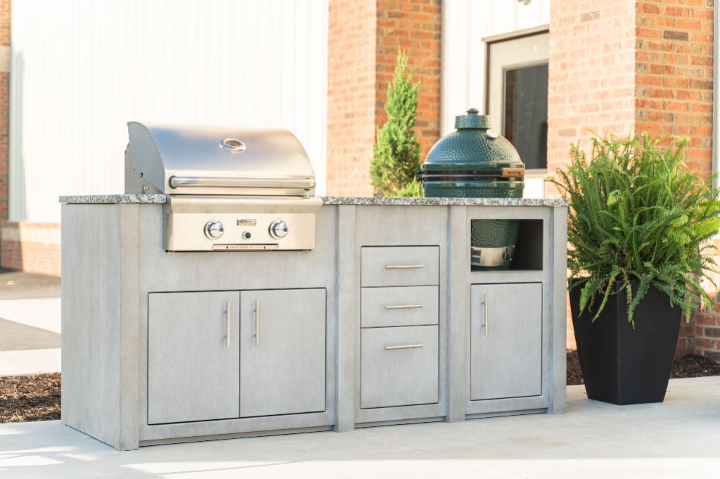 outdoor kitchen frame with finish materials