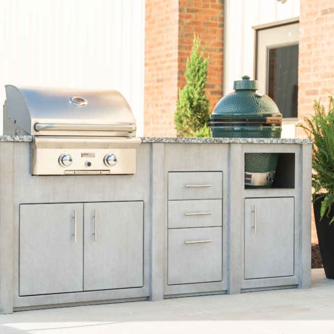 outdoor kitchen frame with finish materials