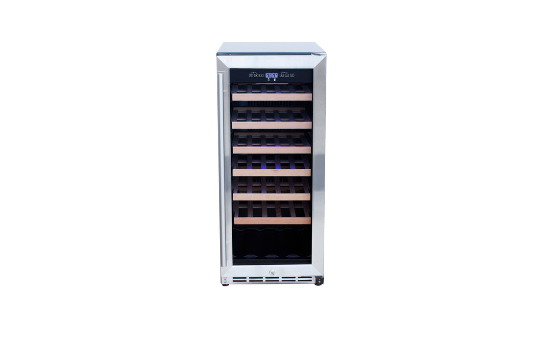 TrueFlame 15" 3.2 Cu. Ft. Outdoor Rated Dual Zone Wine Cooler - TF-RFR-15WD