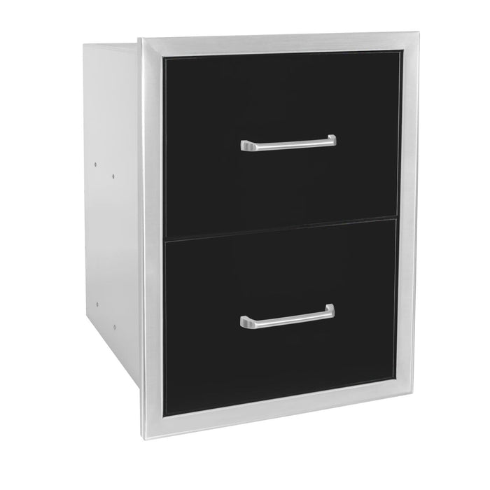 Wildfire 16" x 22" Black 304 Stainless Steel Double Drawer - WF-DDW1622-BSS