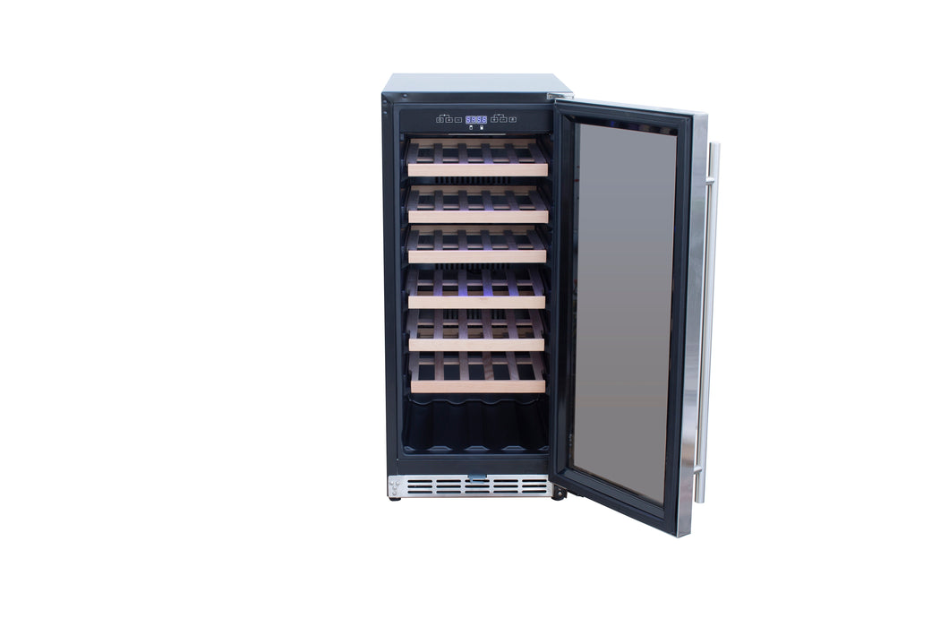 TrueFlame 15" 3.2 Cu. Ft. Outdoor Rated Dual Zone Wine Cooler - TF-RFR-15WD