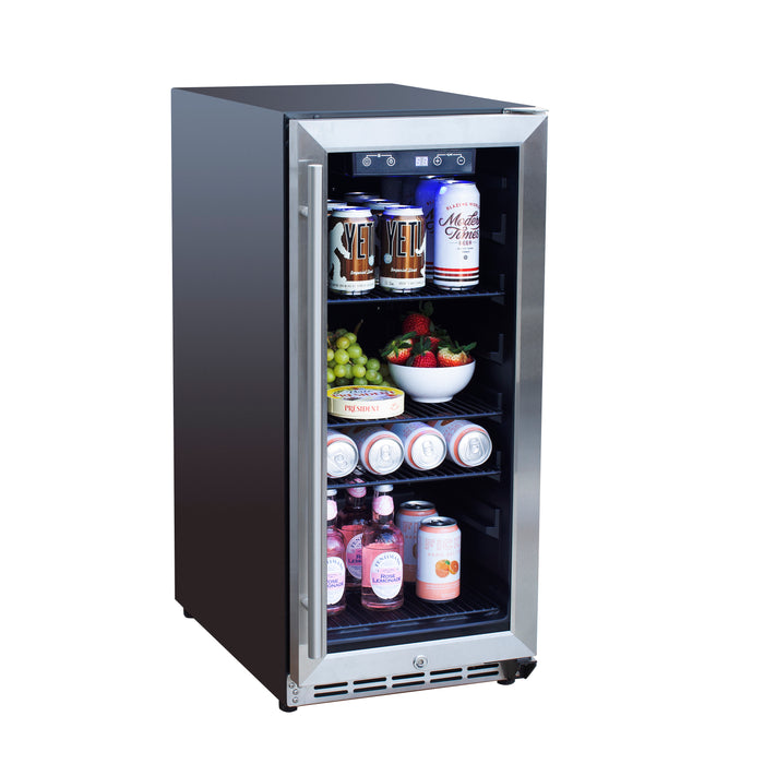 TrueFlame 15" 3.2 Cu. Ft. Outdoor Rated Refrigerator with Glass Door - TF-RFR-15G