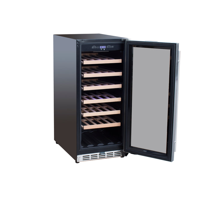 TrueFlame 15" 3.2 Cu. Ft. Outdoor Rated Dual Zone Wine Cooler - TF-RFR-15WD