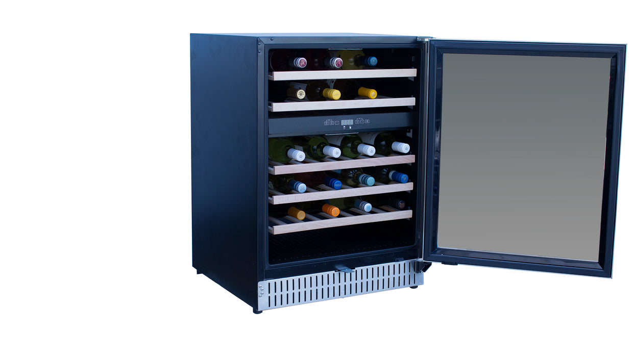 TrueFlame 24" 5.3 Cu. Ft. Outdoor Rated Dual Zone Wine Cooler - TF-RFR-24WD