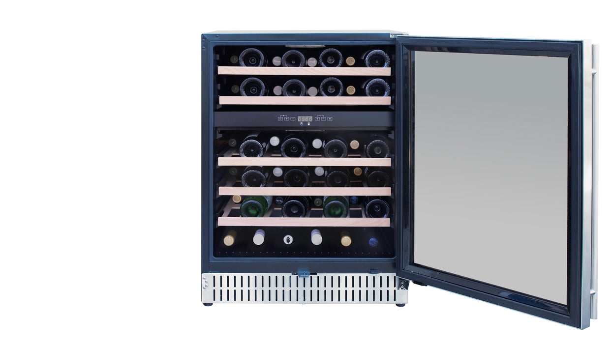 TrueFlame 24" 5.3 Cu. Ft. Outdoor Rated Dual Zone Wine Cooler - TF-RFR-24WD