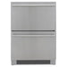 Stono Outdoor Living The Blaze 23.5-Inch 5.1 Cu. Ft. Outdoor Rated Stainless Steel Double Drawer Refrigerator (BLZ-SSRF-DBDR5.1) features horizontal handles and a bottom vent, ideal for outdoor kitchens, and is shown against a plain white background.