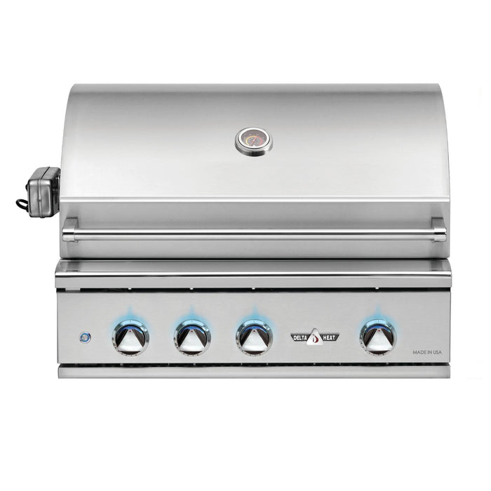 Delta Heat 38-Inch 3-Burner Built-In Natural Gas Grill with Sear Zone & Infrared Rotisserie Burner - DHBQ38RS-DN