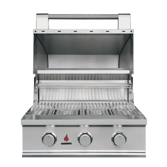 True Flame E Series 25" Stainnless Steel 3-Burner Built-In Natural Gas Grill - TFE25-NG