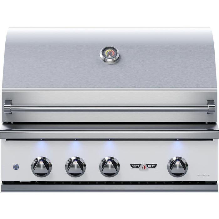 Delta Heat 38-Inch 3-Burner Built-In Propane Grill w/ Rotisserie - White Control Panel - DHBQ38R-WL