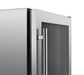 Stono Outdoor Living Close-up of the Blaze 20-Inch 4.5 Cu. Ft. Outdoor Rated Beverage Cooler (BLZ-GDBEV20-4.5) by Blaze, showing its glass door and sleek vertical handle—stainless steel design ideal for modern indoor or outdoor spaces.