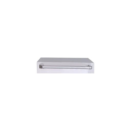 Stono Outdoor Living Front view of the Le Griddle - OMLLID40 stainless steel wall shelf for GEE40/GFE40 + OML40 Pro, featuring a tubular bar underneath for hanging items or holding the Stainless Steel Lid or accessories. Isolated on a white background.
