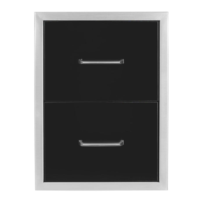 Wildfire 16" x 22" Black 304 Stainless Steel Double Drawer - WF-DDW1622-BSS