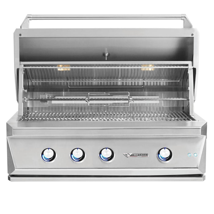 Twin Eagles 42-Inch 3-Burner Built-In Natural Gas Grill with Infrared Rotisserie Burner - TEBQ42R-CN