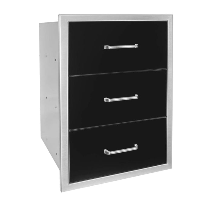 Wildfire 19" x 26" Black 304 Stainless Steel Triple Drawer - WF-TDW1926-BSS