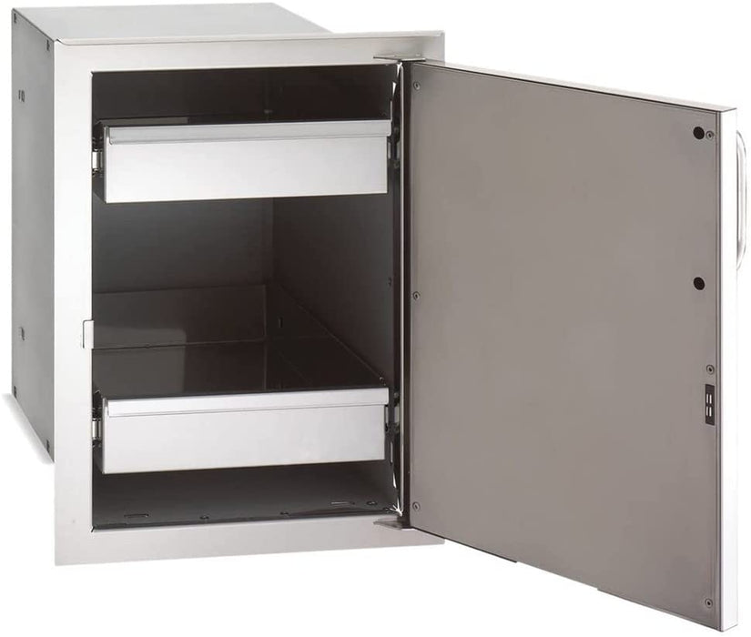 Fire Magic Premium Flush 14-Inch Left-Hinged Enclosed Cabinet Storage With Drawers With Soft Close - 53820SC-L - Stono Outdoor Living Co