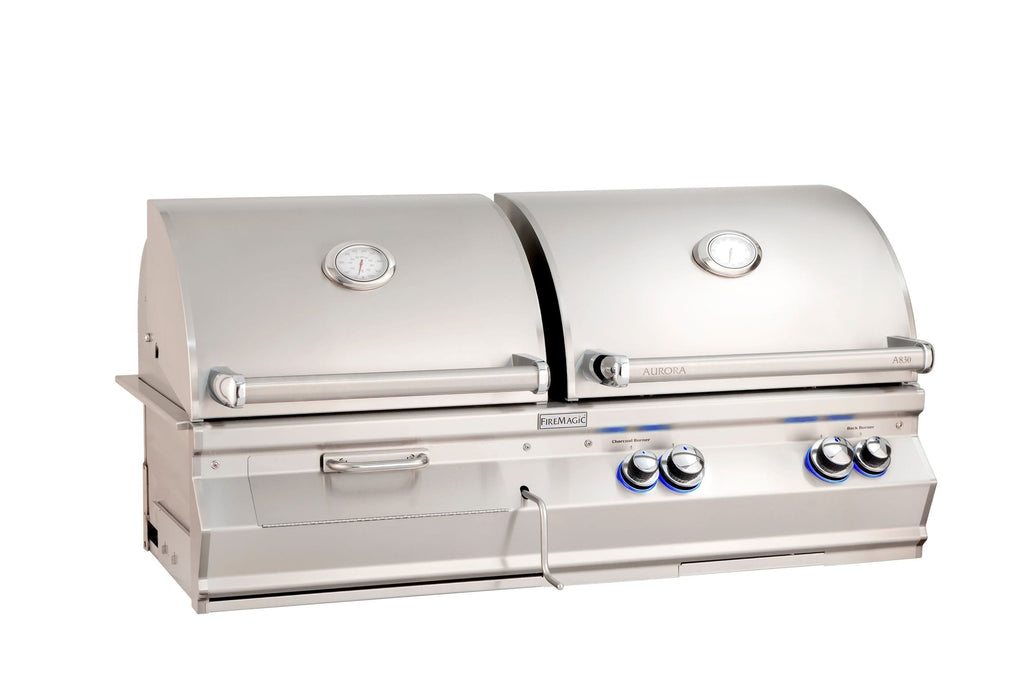 Fire Magic Aurora A830I 46-Inch Built-In Natural Gas & Charcoal Combo Grill With One Infrared Burner And Analog Thermometer - A830I-7LAN-CB - Stono Outdoor Living Co