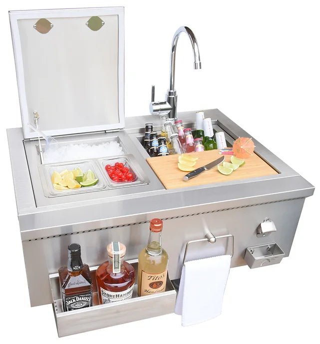 KoKoMo Grills 30-Inch Beverage Center With Sink & Ice Bin Cooler - KO-30CKT-SNK - Stono Outdoor Living Co