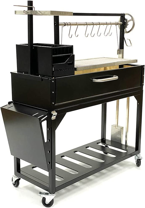 Tagwood BBQ Chief Series Argentine Santa Maria Wood Fire & Charcoal Freestanding Grill 1/8 Thickness - 714 sq. in. of total grilling area - BBQ03SI - Stono Outdoor Living Co