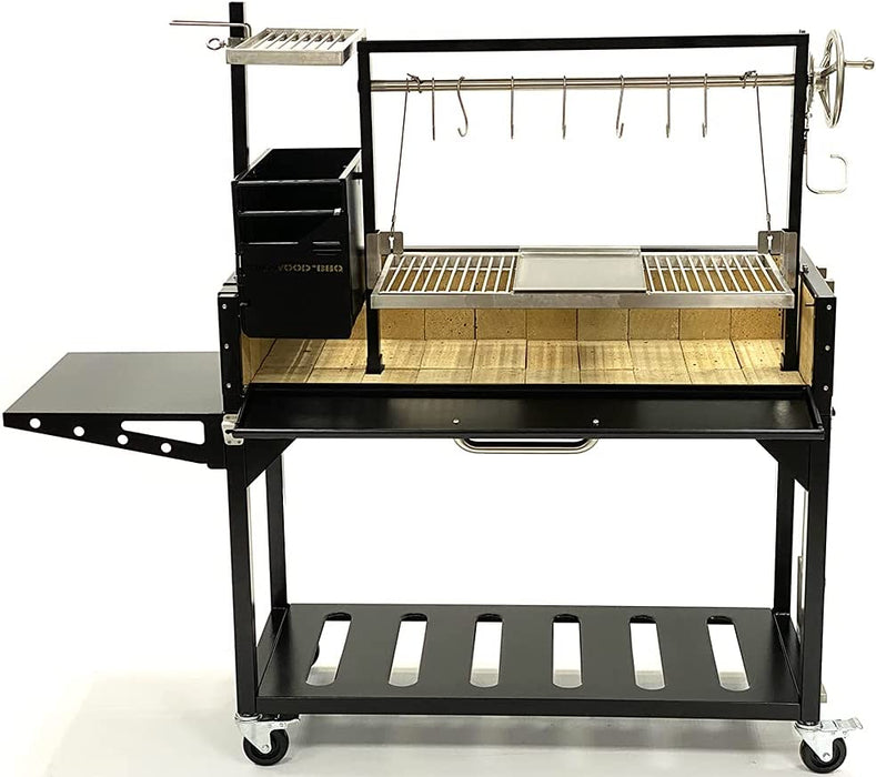 Tagwood BBQ Chief Series Argentine Santa Maria Wood Fire & Charcoal Freestanding Grill 1/8 Thickness - 714 sq. in. of total grilling area - BBQ03SI - Stono Outdoor Living Co