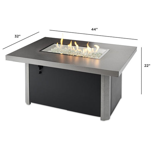 Outdoor Greatroom Company Caden 44-Inch Rectangular Propane Gas Fire Pit Table with 24-Inch Crystal Fire Burner - CAD-1224 - Stono Outdoor Living Co