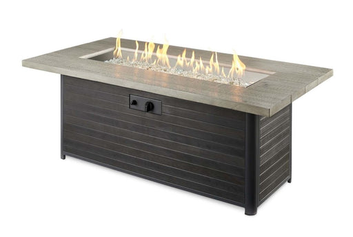 Outdoor Greatroom Company Cedar Ridge 61-Inch Linear Propane Gas Fire Pit Table with 42-Inch Crystal Fire Burner - Grey Cedar - CR-1242-K - Stono Outdoor Living Co