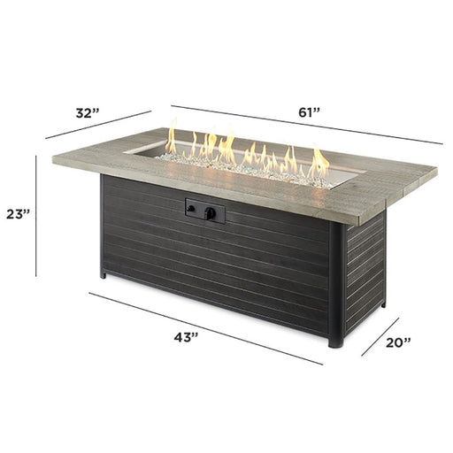 Outdoor Greatroom Company Cedar Ridge 61-Inch Linear Propane Gas Fire Pit Table with 42-Inch Crystal Fire Burner - Grey Cedar - CR-1242-K - Stono Outdoor Living Co