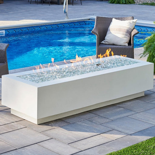 Outdoor Greatroom Company Cove 72-Inch Linear Propane Gas Fire Pit Table with 64-Inch Crystal Fire Burner - White - CV-72WT - Stono Outdoor Living Co