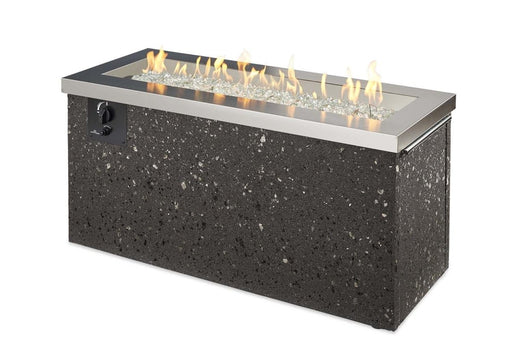 Outdoor Greatroom Company Key Largo 54-Inch Linear Propane Gas Fire Pit Table with 42-Inch Crystal Fire Burner - Stainless Steel - KL-1242-SS - Stono Outdoor Living Co