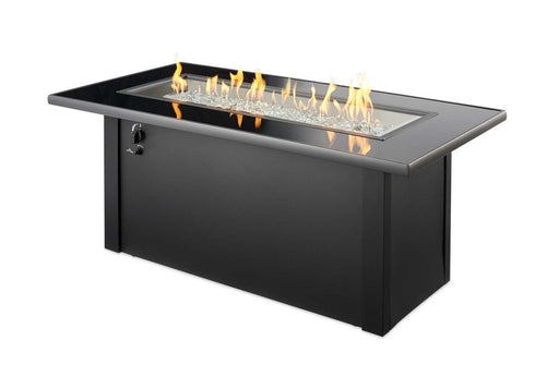 Outdoor Greatroom Company Monte Carlo 59-Inch Linear Propane Gas Fire Pit Table with 42-Inch Crystal Fire Burner- Black - MCR-1242-BLK-K - Stono Outdoor Living Co