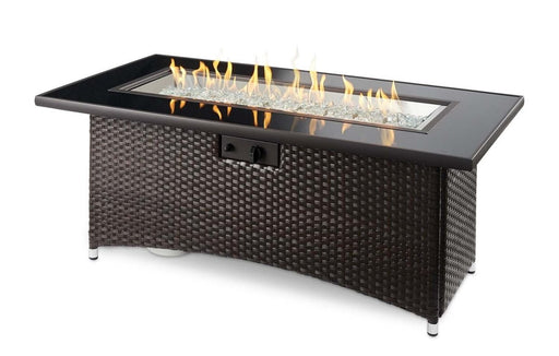 Outdoor Greatroom Company Montego 59-Inch Linear Propane Gas Fire Pit Table with 42-Inch Crystal Fire Burner - Balsam Brown - MG-1242-BLSM-K - Stono Outdoor Living Co