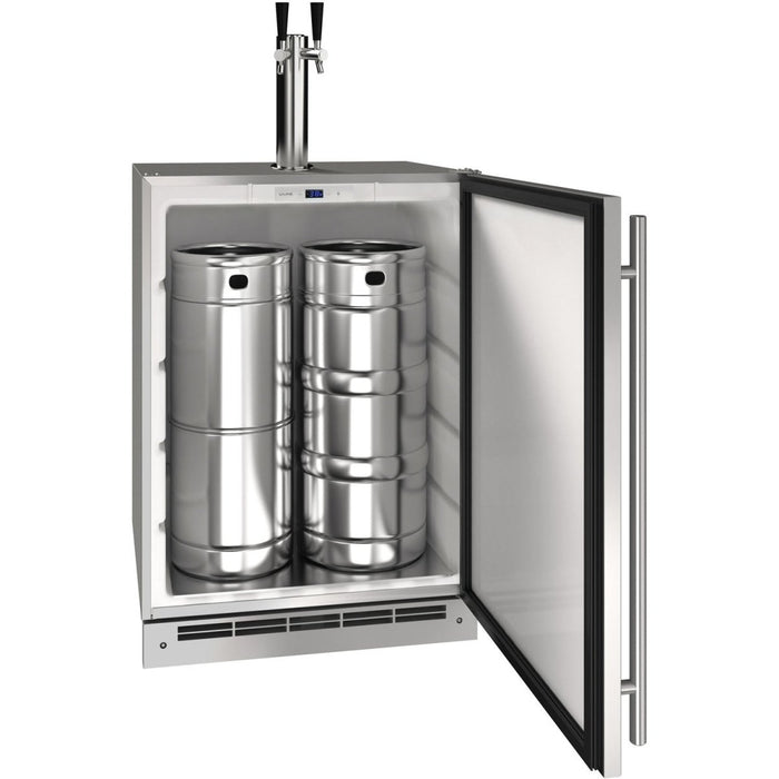 U-Line Outdoor Keg/Refrigerator Combo 24", Reversible Hinge - Stainless Steel - UOKR124-SS01A - Stono Outdoor Living Co